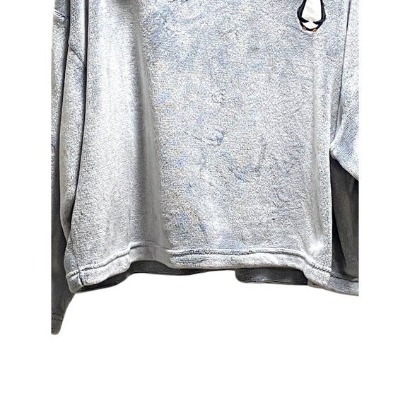 Joyspun Penguin Patch Cropped Teddy Hoodie Gray Size XL Cozy Winter Soft Casual - Picture 7 of 14